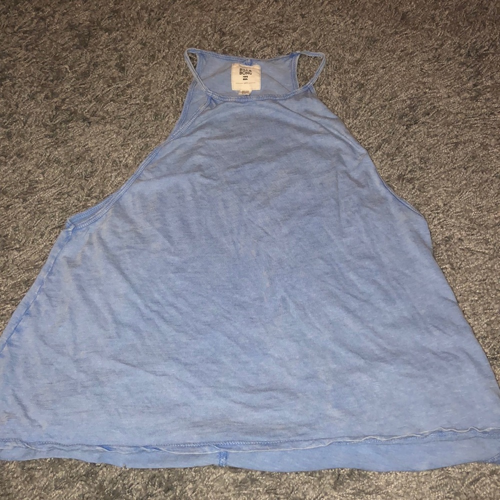 Blue halter top.